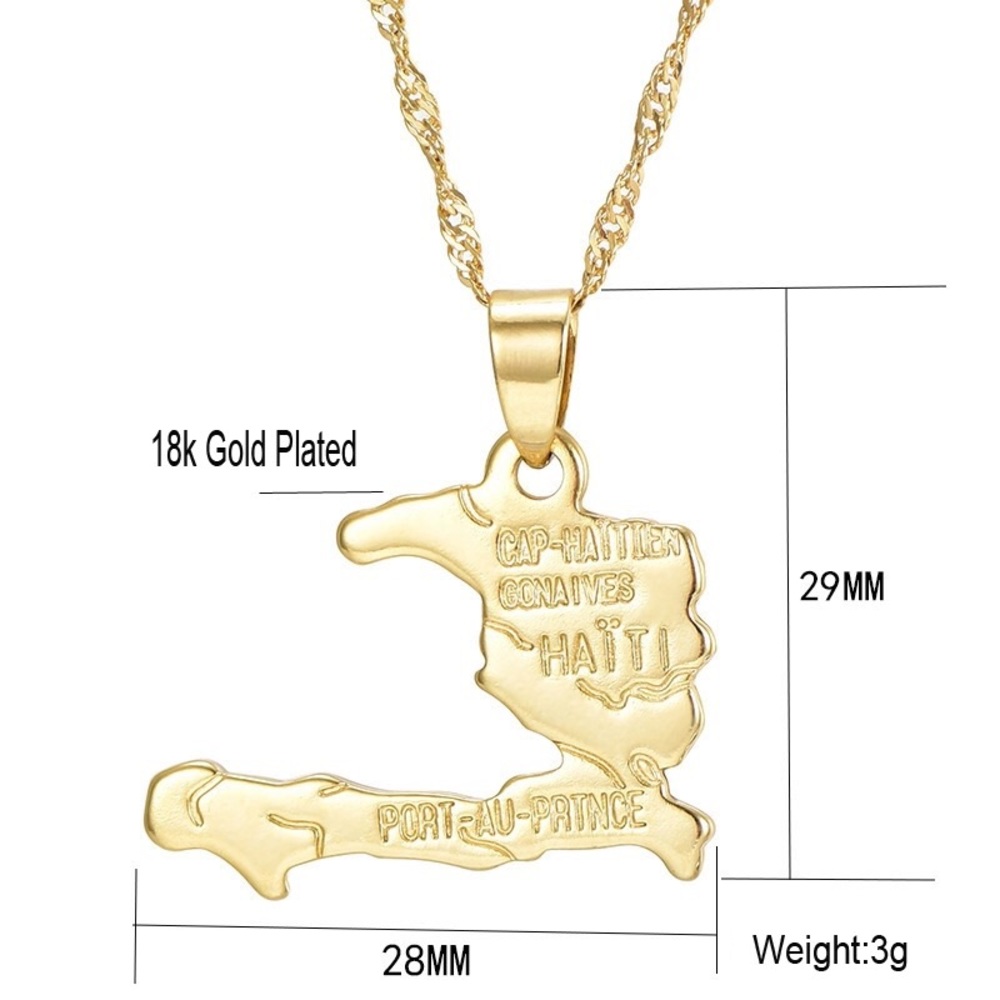 🇭🇹 Haiti Gold Plated Pendent Necklace 🇭🇹 - Picture 6 of 6